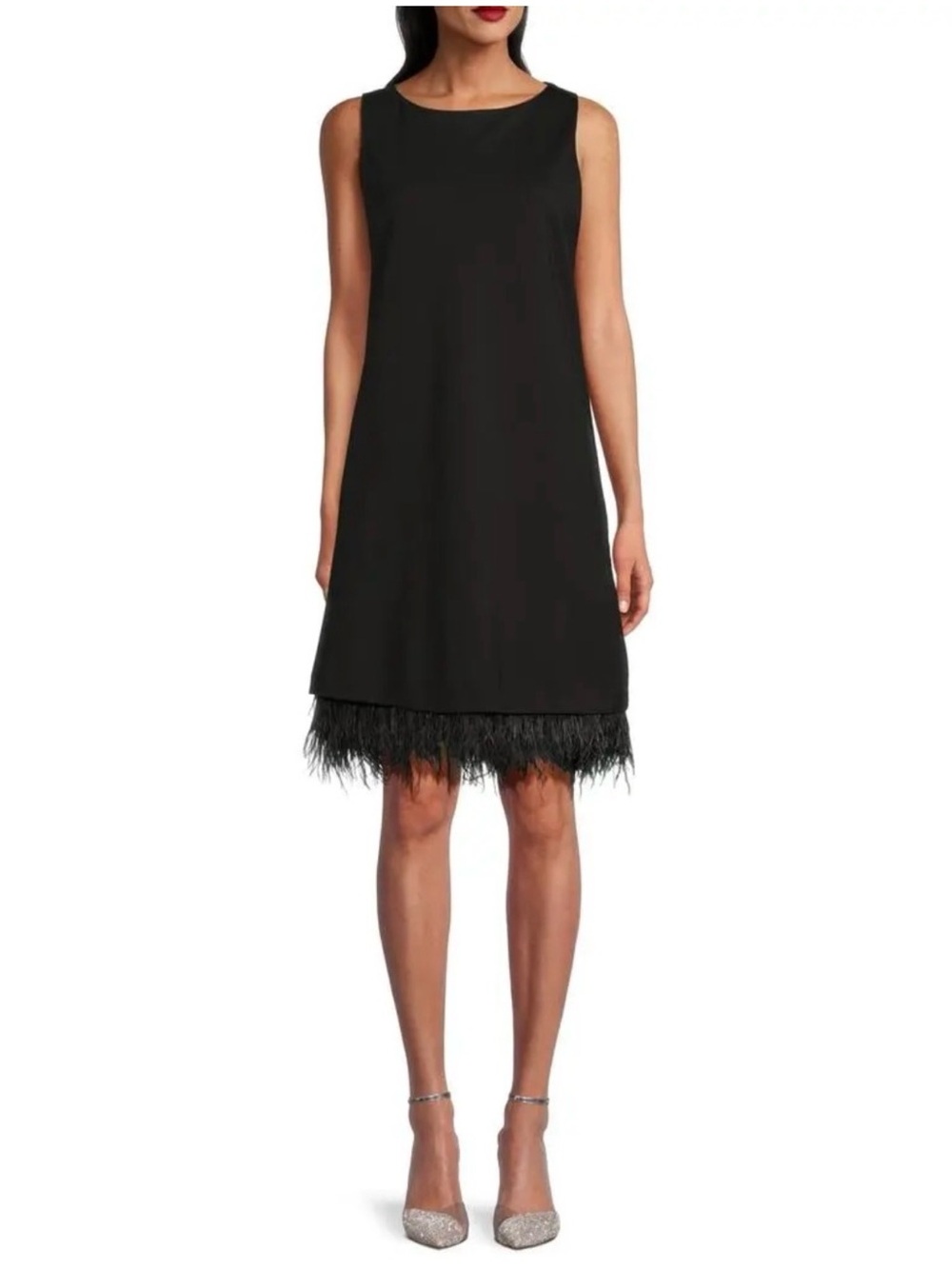 NWT J.McLaughlin Women’s Glenn Feather-Trim Sheath Dress Size XL